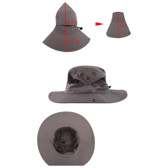 Dark Gray Unisex Sporty Camping Hiking Fishing  Outdoor Safari Hat - Picture 2 of 8